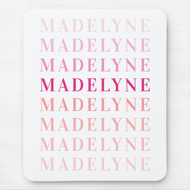 Pink Coral Typography Personalised Name Mouse Pad (Front)