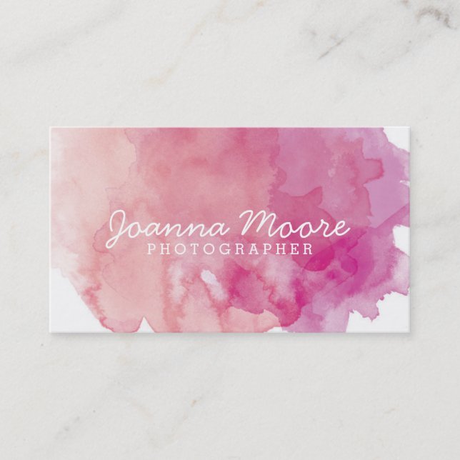 Pink Coral Watercolor Business Card (Front)