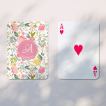 Pink Coral Watercolor Floral Pattern Monogram Name Playing Cards<br><div class="desc">Romantic chic feminine custom playing cards with spring watercolor pale blush pink, coral, yellow, blue, and green hand painted blooms and foliage. Personalise it with your monogram and name in an elegant editable script calligraphy typeface! Could be a pretty customised birthday gift for your girlfriend, fiancee, daughter, sister, bridesmaid, or...</div>