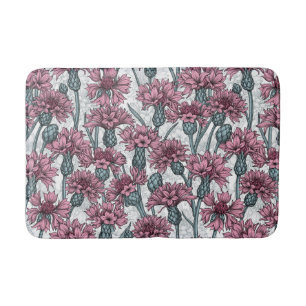 Pink cornflowers bath mat