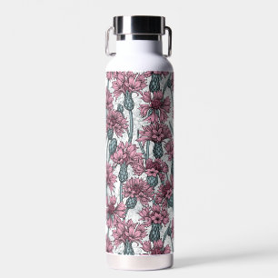 Pink cornflowers water bottle