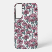 Pink cornflowers, wild flowers on white