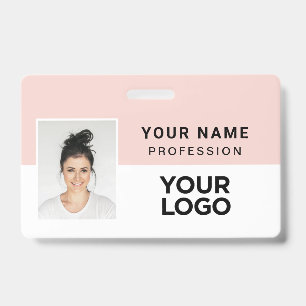 Pink Corporate Employee Photo Name Tag ID Badge