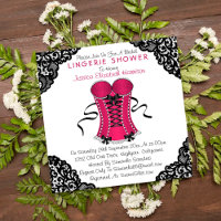 Pink Corset & Black Lace Lingerie Shower