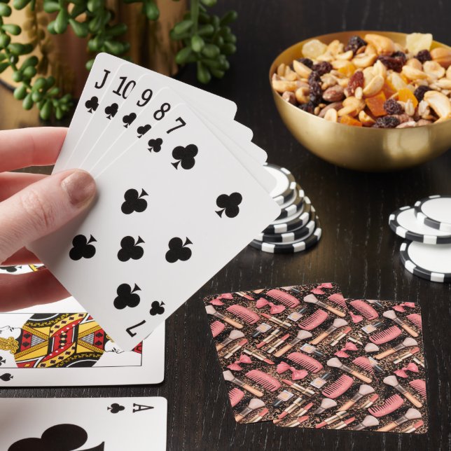 Pink Cosmetics Pattern Glitter  Playing Cards (In Situ)