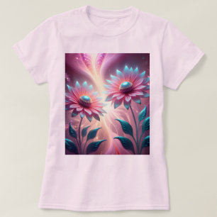 Pink Cosmic Flowers Psychedelic Pink T-Shirt