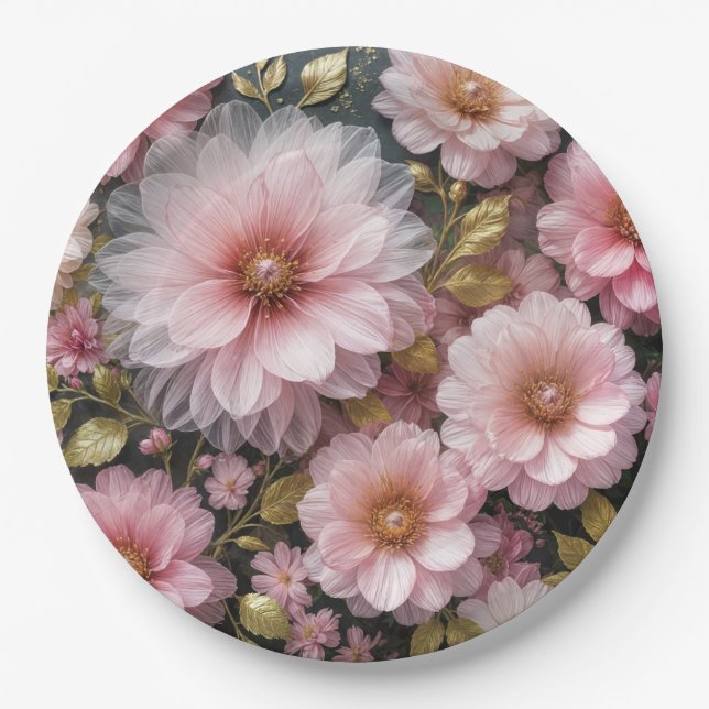 Pink Cosmos Collection Paper Plate (Front)