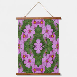 Pink Cosmos Daisy Flowers Abstract Nature  Hanging Tapestry