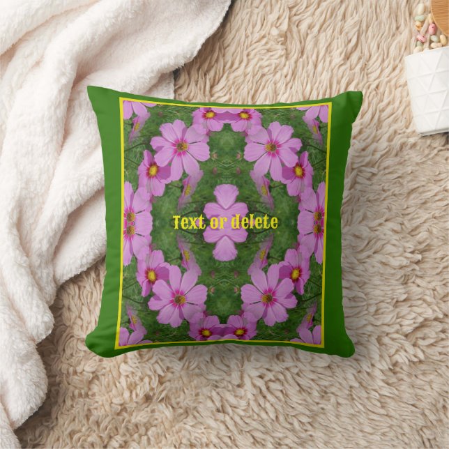 Pink Cosmos Daisy Flowers Nature Personalised  Cushion (Blanket)