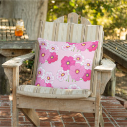 Pink Cosmos Floral Pattern Cushion