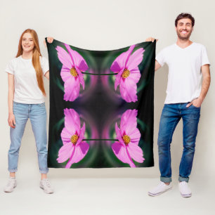Pink Cosmos Flower Abstract Fleece Blanket