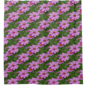Pink Cosmos Flower Nature Pattern Shower Curtain