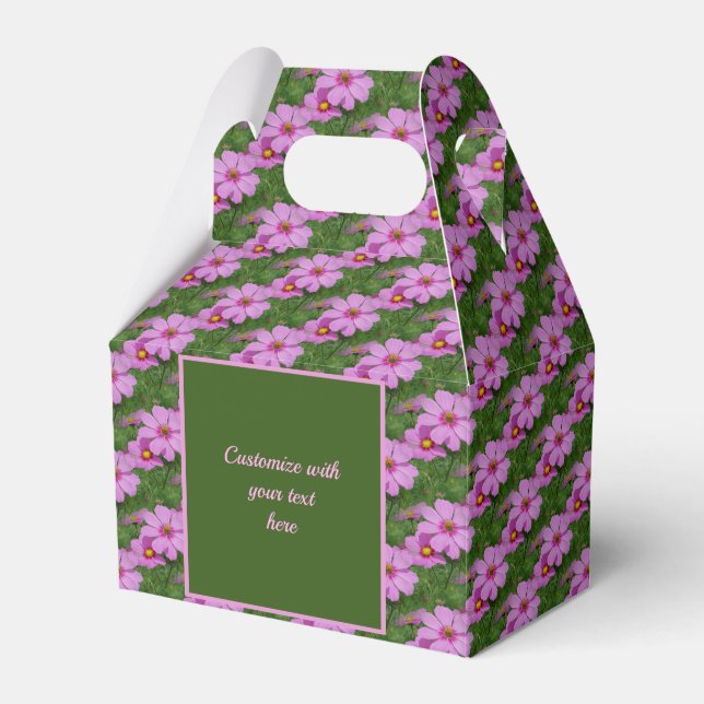 Pink Cosmos Flower Personalised Favour Box (Front Side)