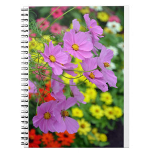 Pink cosmos flower print notebook