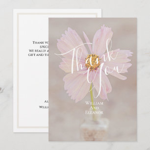 Pink Cosmos Flower Wedding Thank You Card