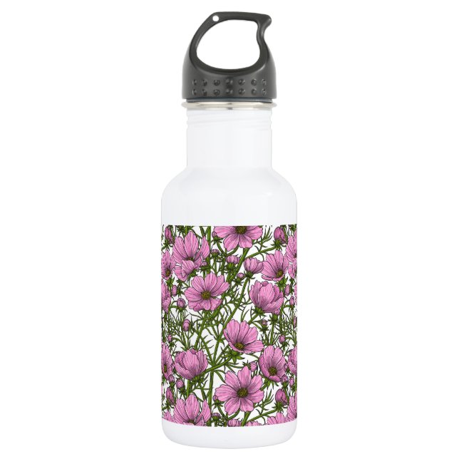 Pink Cosmos flowers 532 Ml Water Bottle (Front)