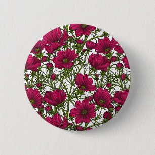 Pink Cosmos flowers 6 Cm Round Badge