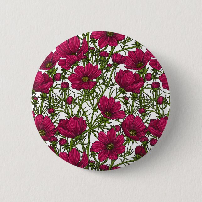 Pink Cosmos flowers 6 Cm Round Badge (Front)