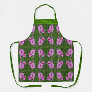 Pink Cosmos Flowers Abstract Personalised Apron