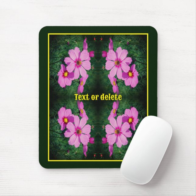 Pink Cosmos Flowers Abstract Personalised Mouse Pad (With Mouse)