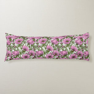 Pink Cosmos flowers Body Cushion