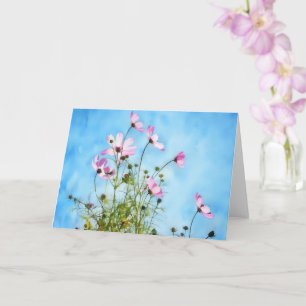 Pink Cosmos Flowers Floral Art Note Card