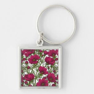 Pink Cosmos flowers Key Ring