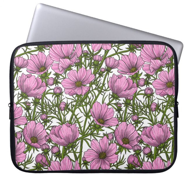 Pink Cosmos flowers Laptop Sleeve (Front)