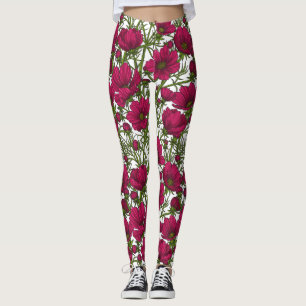 Pink Cosmos flowers Leggings