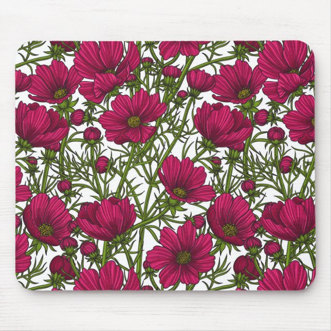 Pink Cosmos flowers Mouse Pad (Front)