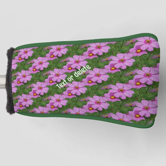Pink Cosmos Flowers Nature Pattern Personalised   Golf Head Cover (Front)