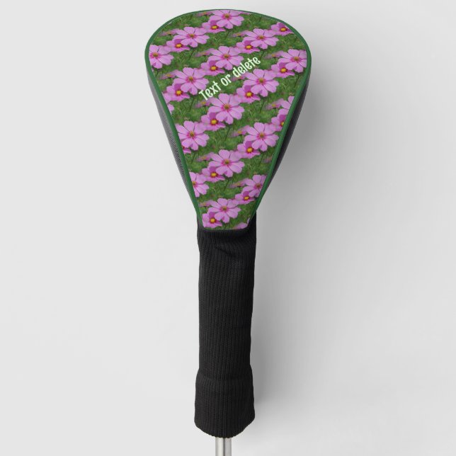 Pink Cosmos Flowers Nature Pattern Personalised   Golf Head Cover (Front)