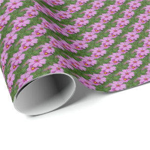 Pink Cosmos Flowers Nature Pattern   Wrapping Paper