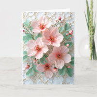 Pink Cosmos Flowers On White Bridal Lace