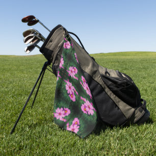 Pink Cosmos Flowers Pattern  Golf Towel