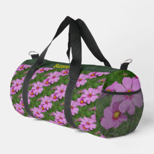 Pink Cosmos Flowers Pattern Personalised   Duffle Bag