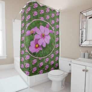 Pink Cosmos Flowers Pattern    Shower Curtain