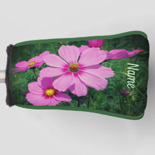 Pink Cosmos Flowers Personalised Golf Head Cover
