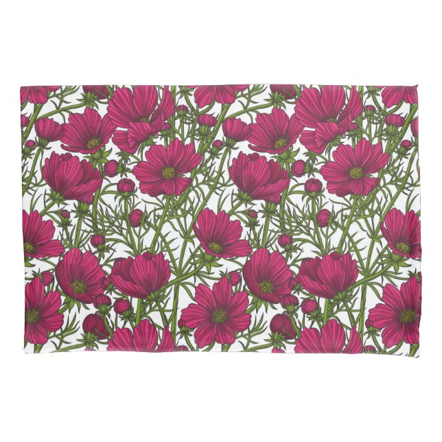 Pink Cosmos flowers Pillowcase (Front)