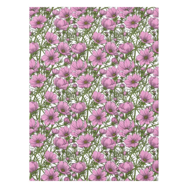 Pink Cosmos flowers Tablecloth (Front)
