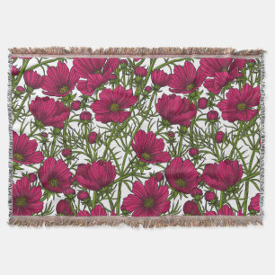 Pink Cosmos flowers Throw Blanket