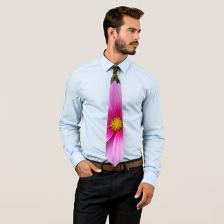 Pink Cosmos Flowers Wildflower Tie