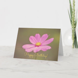 Pink Cosmos Happy Birthday Card