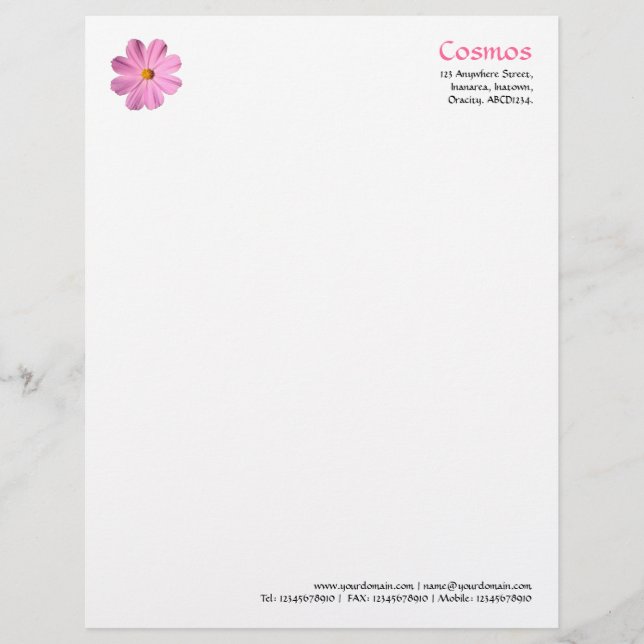 Pink Cosmos Letterhead Template (Front)