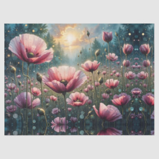 Pink Cosmos Sunrise Landscape Tissue Paper
