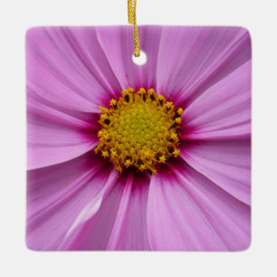 Pink Cosmos Wildflower Floral Ceramic Tree Decoration