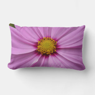 Pink Cosmos Wildflower Floral Lumbar Cushion