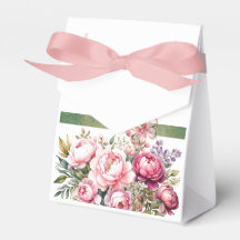 Pink Cottage Floral Bouquet Favour Box