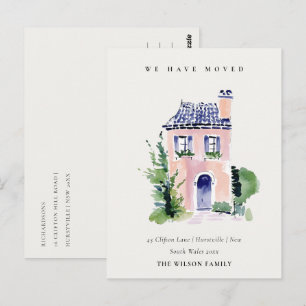 Pink Cottage Floral Window We have Moved Card