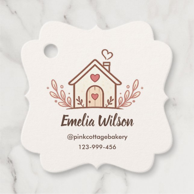 Pink Cottage Home Bakery  Favour Tags (Front)